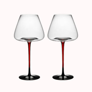זוג כוסות יין מהודרות רגל אדומה 700 מל 1