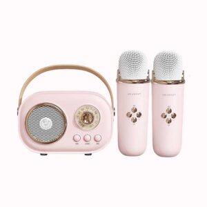 מערכת קריוקי לילדים וינטג + 2 מיקרופונים ורוד 1