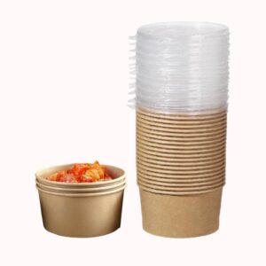 קערות קראפט לאוכל חם עם מכסה 1000 מ"ל - 25יחידות 1