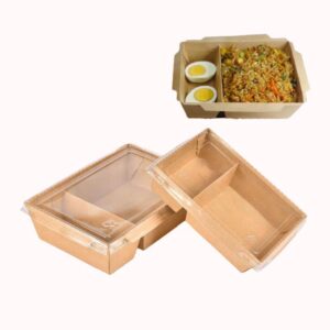 קופסת טייק אווי שני תאים קראפט 25 יחידות נפח 1200מ"ל 1