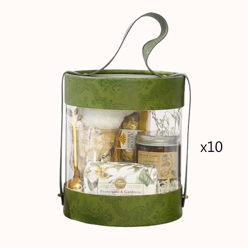 קופסת מתנה עגולה שקופה &ndash; ירוק 10 יחידות 1