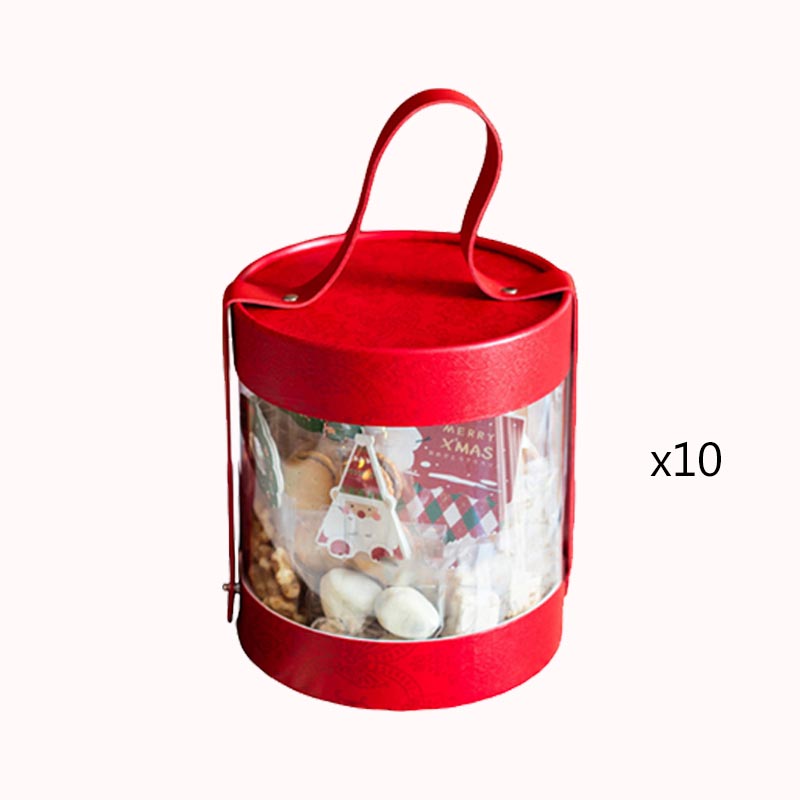 קופסת מתנה עגולה שקופה - אדום 12/10 1