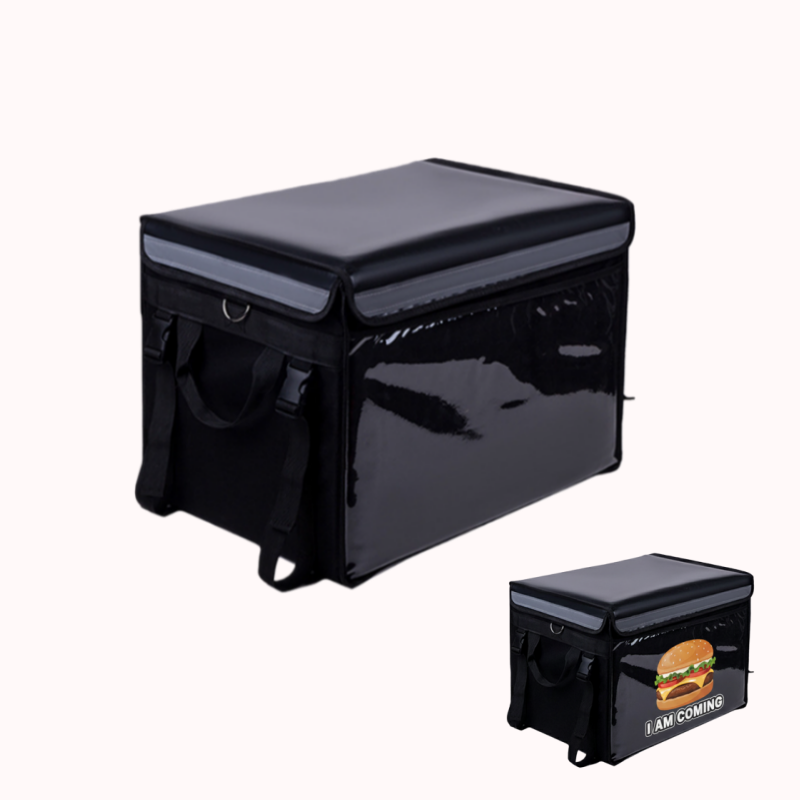 תיק משלוחים 43 ליטר לאופנוע - בד אוקספורד חזק במיוחד עם חלון פרסום - שחור 1