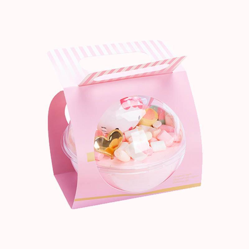 סט קופסאות ורוד כדור שקוף עם מנשא קרטון 700 מיל' ורוד 1