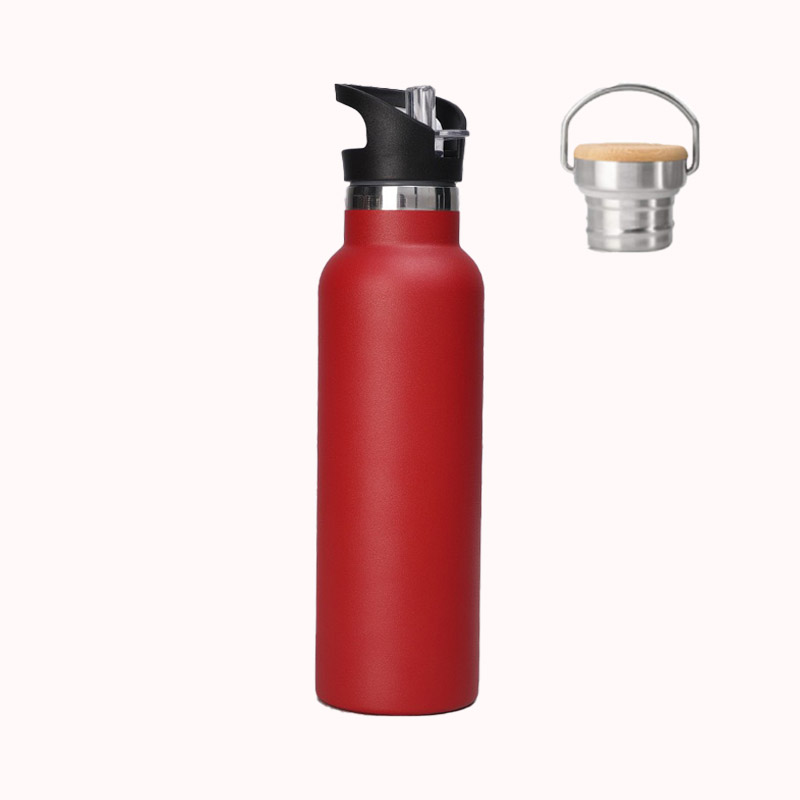 בקבוק תרמי נירוסטה 2 פקקים 600 מל - אדום 1