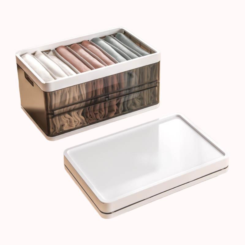 ארגז אחסון מתקפל לבגדים עם 9 חוצצים ומכסה 1