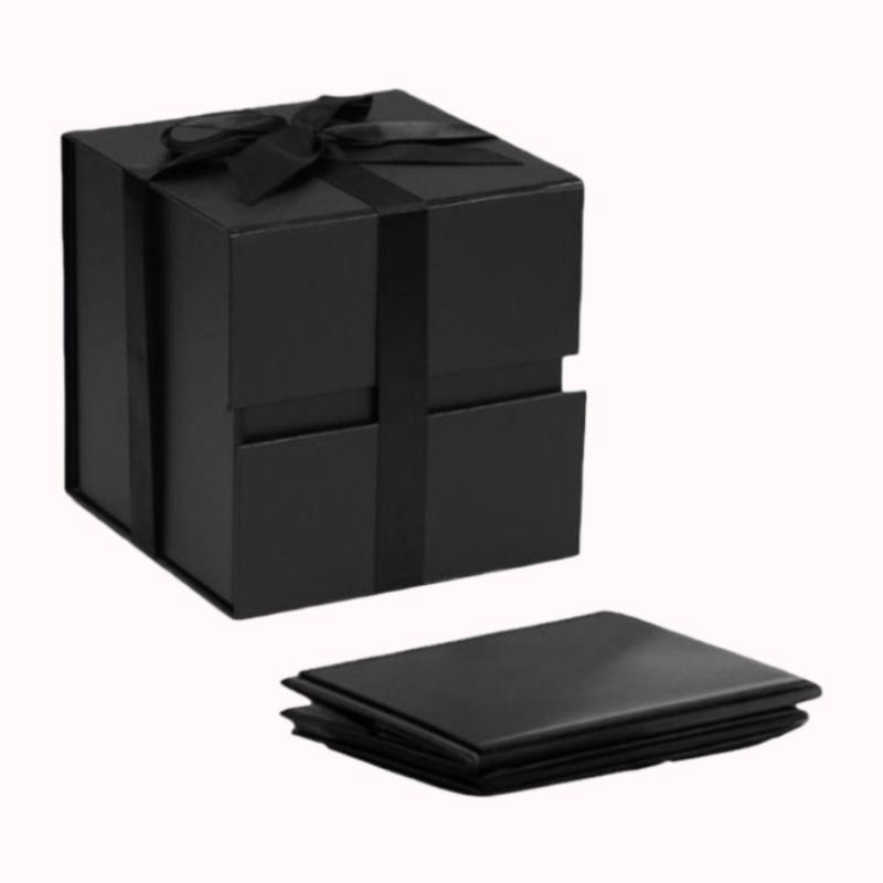 מארז מתנה מתקפלת שחורה עם סרט - 26/26/26 סמ 1