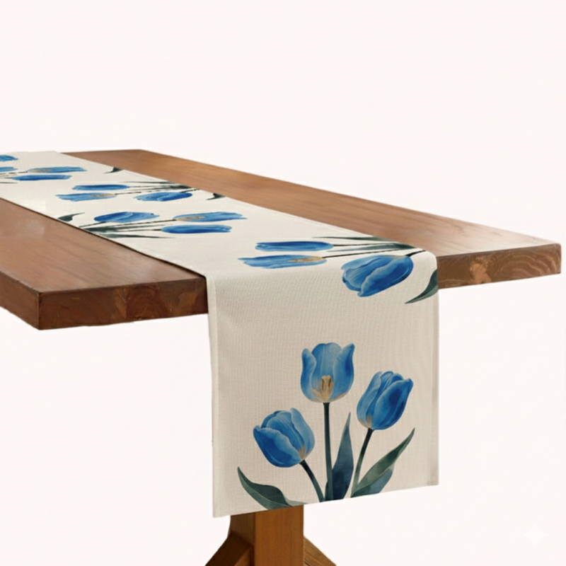 ראנר לשולחן עמיד בחום בדגם צבעוני כחול-180ס"מ 1