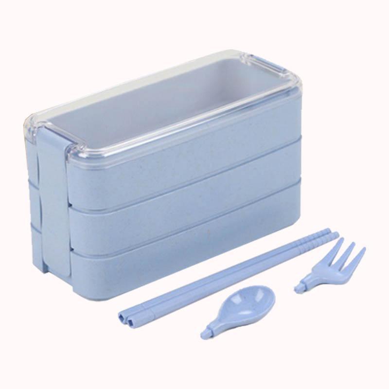 קופסת אוכל אורגנית 3 תאים &ndash; תכלת 1