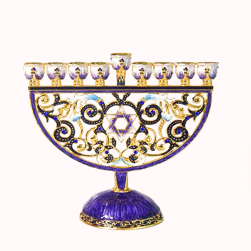 חנוכייה מעוצבת עם מגן דוד - ציפוי אמייל-A 1