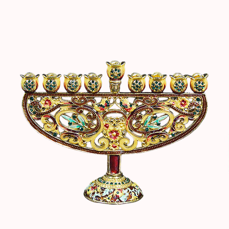 חנוכיית פרחים בסגנון וינטאג' - ציפוי אמייל 1