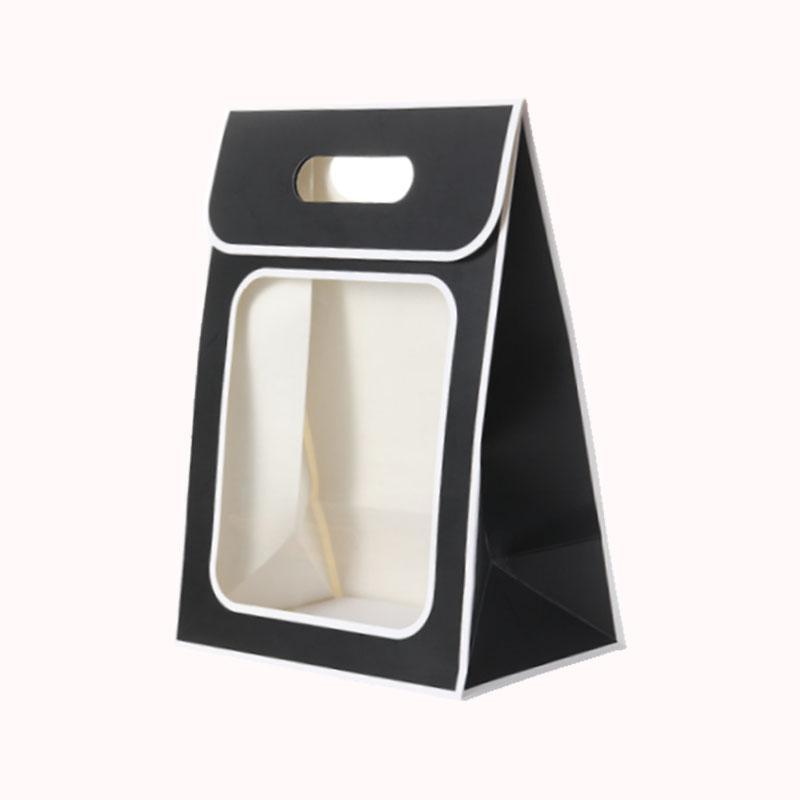 שקית קרטון קשיחה עם חלון &ndash; 25 יח שחור 30/13/21.5 1