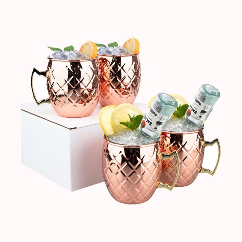 סט 4 כוסות מוסקבה נירוסטה מעוין &ndash; רוז גולד 1