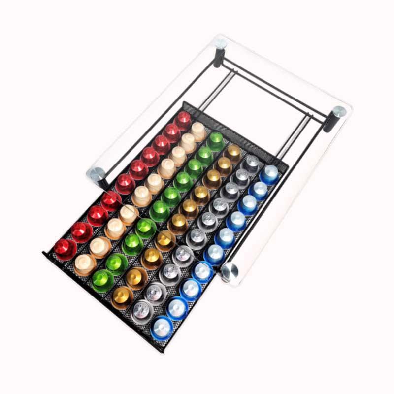 מגירת זכוכית מחוסמת ל-60 קפסולות קפה 1