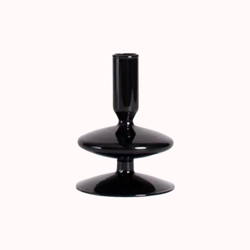 פמוט זכוכית שחור גובה 12 ס"מ 1