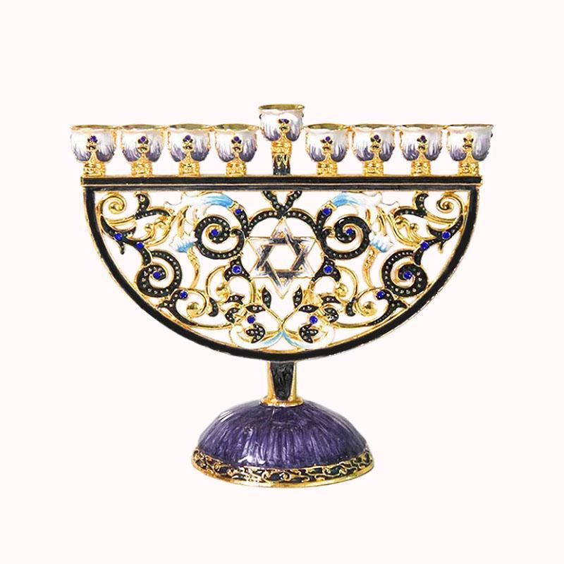 חנוכייה מעוצבת עם מגן דוד - ציפוי אמייל-A 1