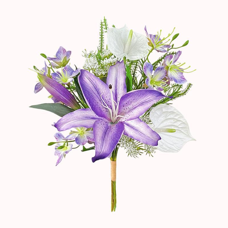 עיצוב פרחים מלאכותיים לבית - שושן סגול וליליית השלום 1