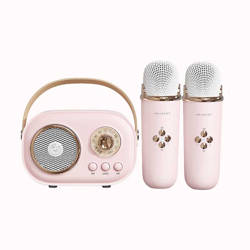 מערכת קריוקי לילדים וינטג + 2 מיקרופונים ורוד 1