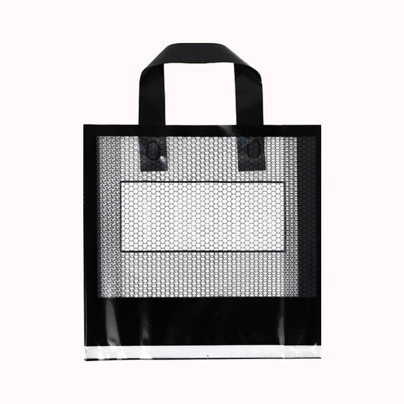 שקית פלסטיק חצי שקופה עם ידית &ndash; 50 יח - שחור 1