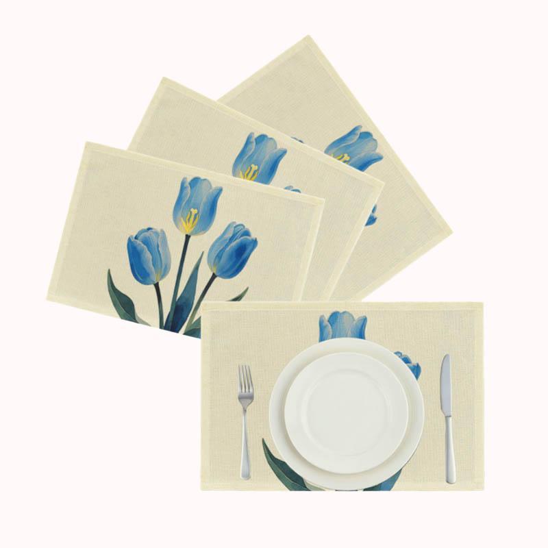 סט 4 פלייסמטים עמידים בחום בדגם צבעוני כחול 1