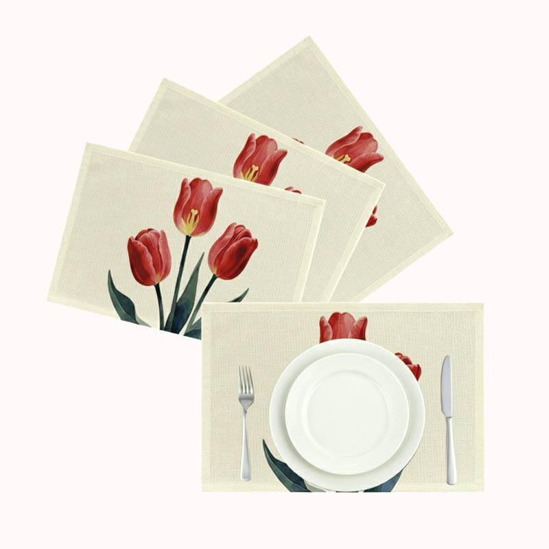 סט 4 פלייסמטים עמידים בחום בדגם צבעוני אדום 1