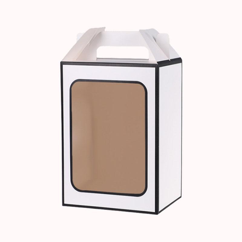 קופסת מתנה עם חלון 25/35/18 - לבן פס שחור - 10 יח 1