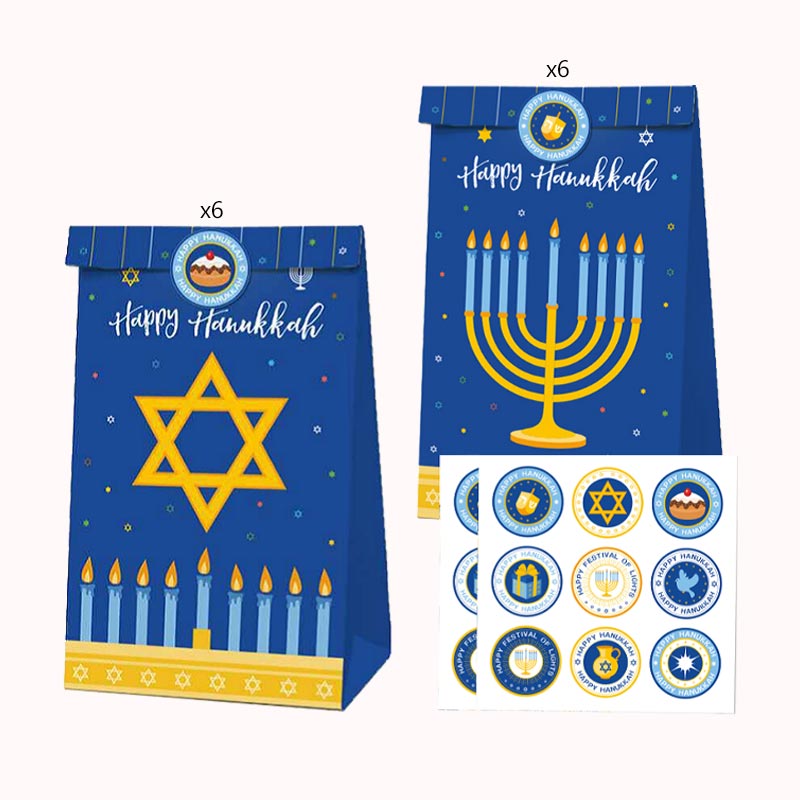 שקיות נייר מעוצבות לחנוכה + מדבקות 1