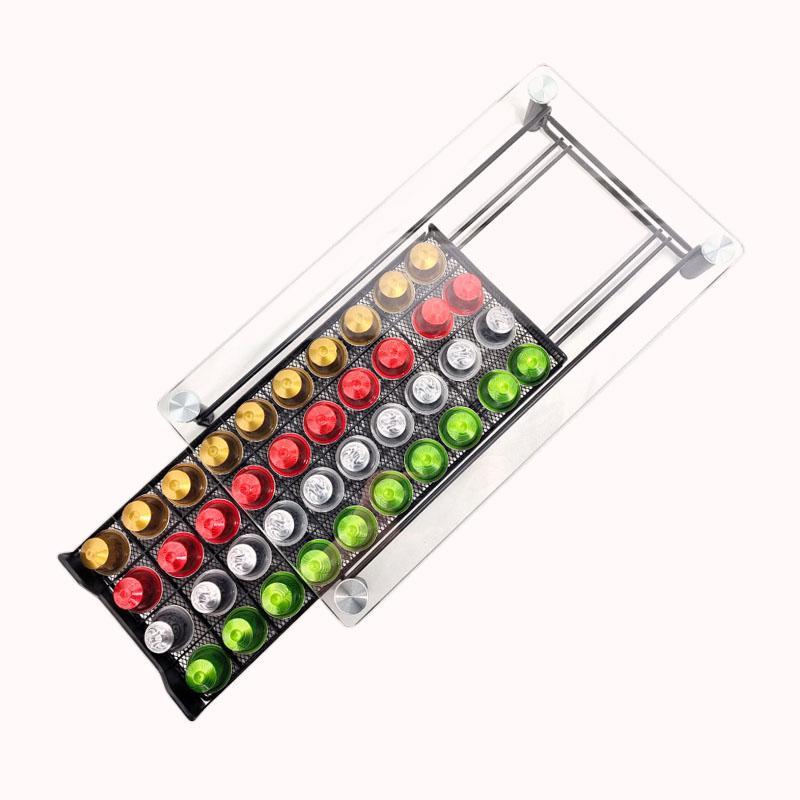 מגירת זכוכית מחוסמת ל-40 קפסולות קפה 1