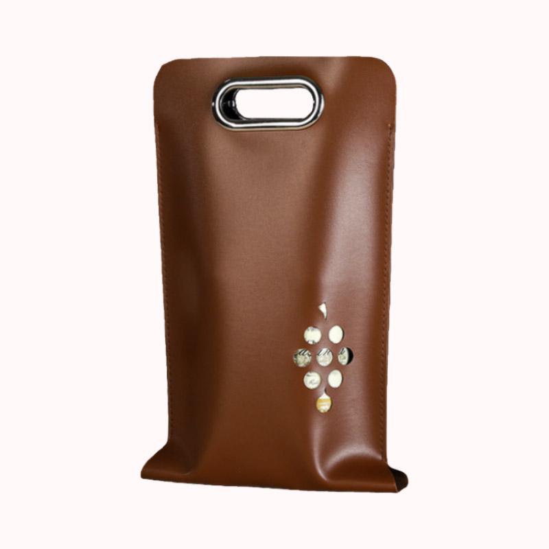 סט 5 מארזי מתנה ליין דמוי עור עם חיתוך לייזר בצורת ענבים לשני בקבוקים - כחול 1