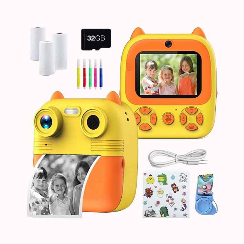 מצלמה דיגיטלית מדפיסה לילדים-צהוב 1
