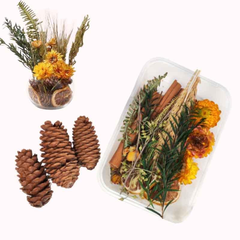 ערכת DIY פרח קש - הורטנסיה ורודה ופרחים מיובשים 1