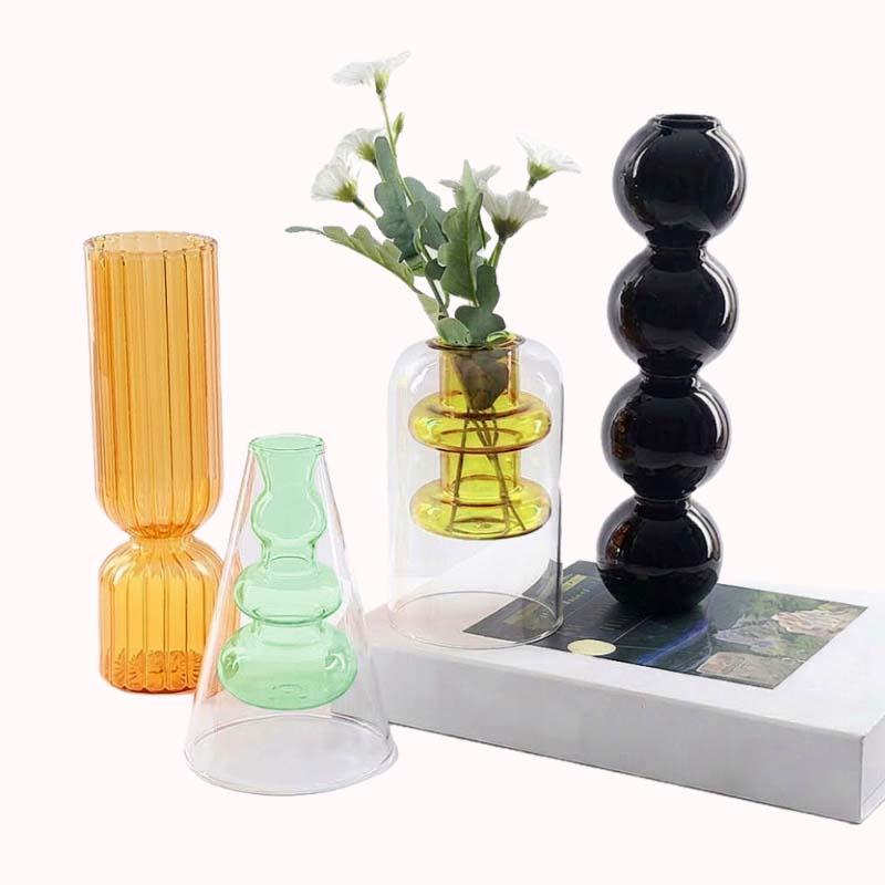 סט 4 אגרטלי זכוכית בגיאומטריה מודרנית 1