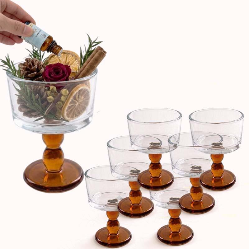 סט 6 קערות אמבר דקורטיביות עם בסיס, רב-שימושיות 1
