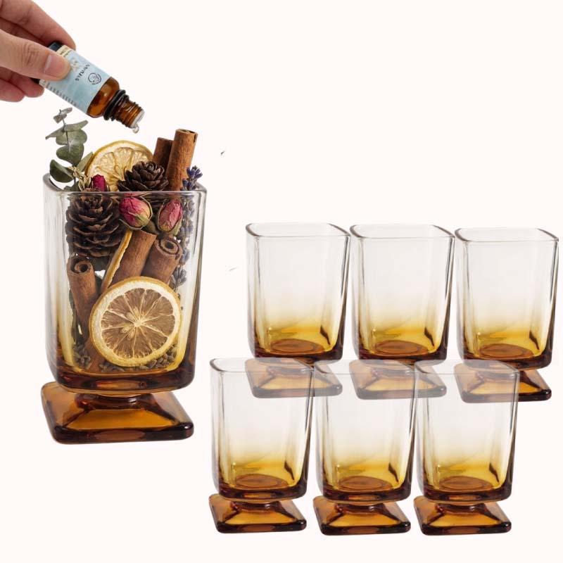 גביעי אמבר מרובעים רב-שימושיים בסגנון רטרו סט 6 1