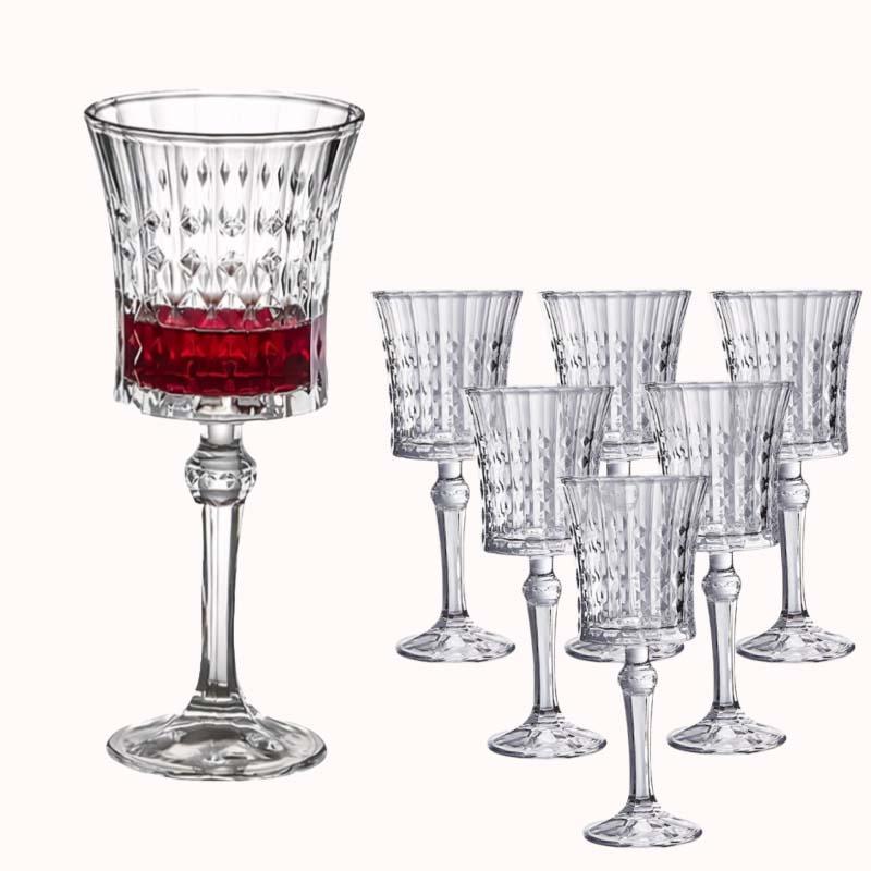 סט 6 גביעי יין מזכוכית עם הבלטה בסגנון וינטג' 1