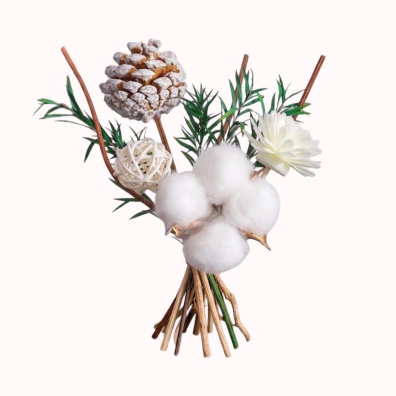 זר פרחי סולָה למפיץ ריח, עם כותנה ואיצטרובל 1