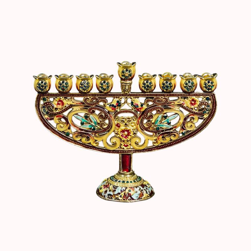 חנוכיית פרחים בסגנון וינטאג' - ציפוי אמייל 1