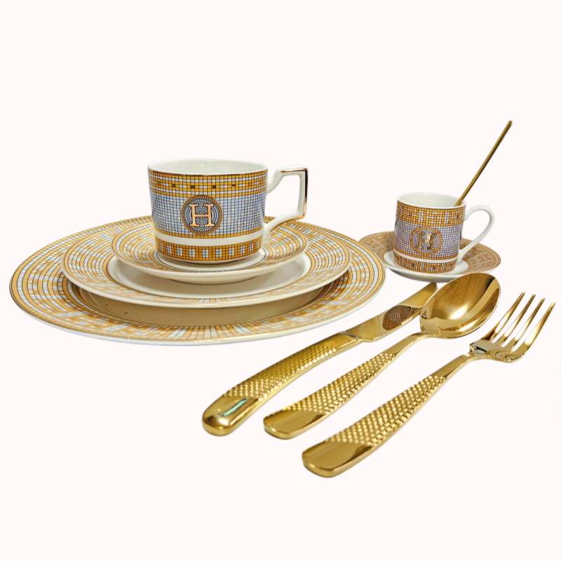 סט אוכל יוקרתי מפורצלן עצם (Bone China) - 60 חלקים ל-6 סועדים 1