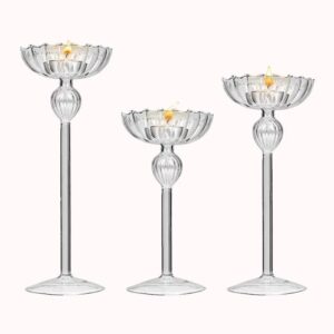 פמוטים על רגל בעיצוב עלי כותרת סט 3יחידות 1